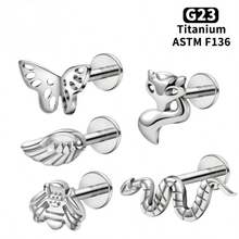 16G Arete de Labio y Aro de Nariz de Titanio con Rosca Interna - Pendiente Plano Delicado para Labio, Aro de Cartílago para Mujeres - Joyería de Perforación Profesional