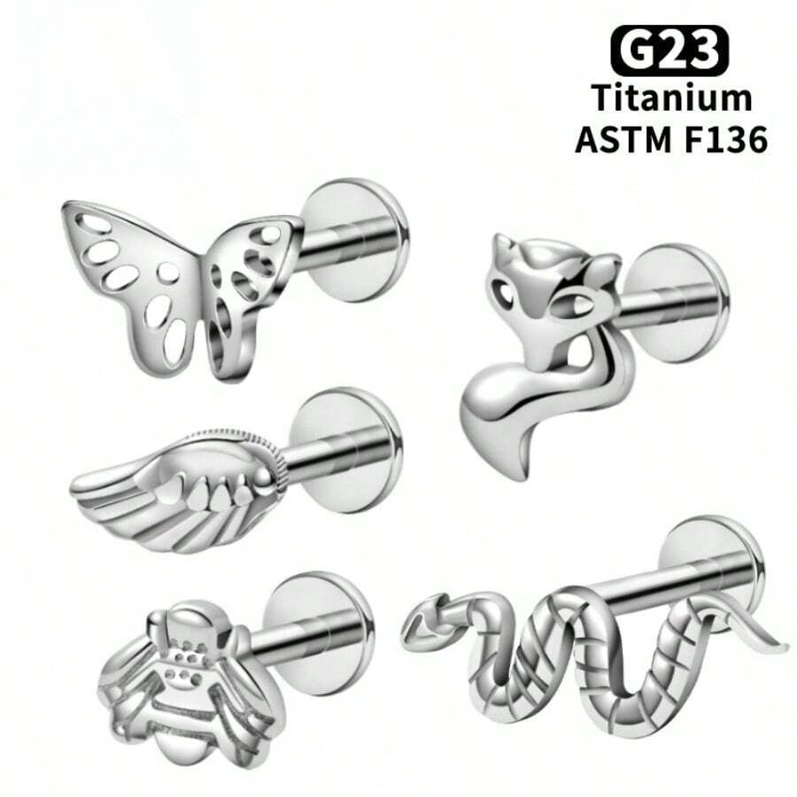 16G Arete de Labio y Aro de Nariz de Titanio con Rosca Interna - Pendiente Plano Delicado para Labio, Aro de Cartílago para Mujeres - Joyería de Perforación Profesional