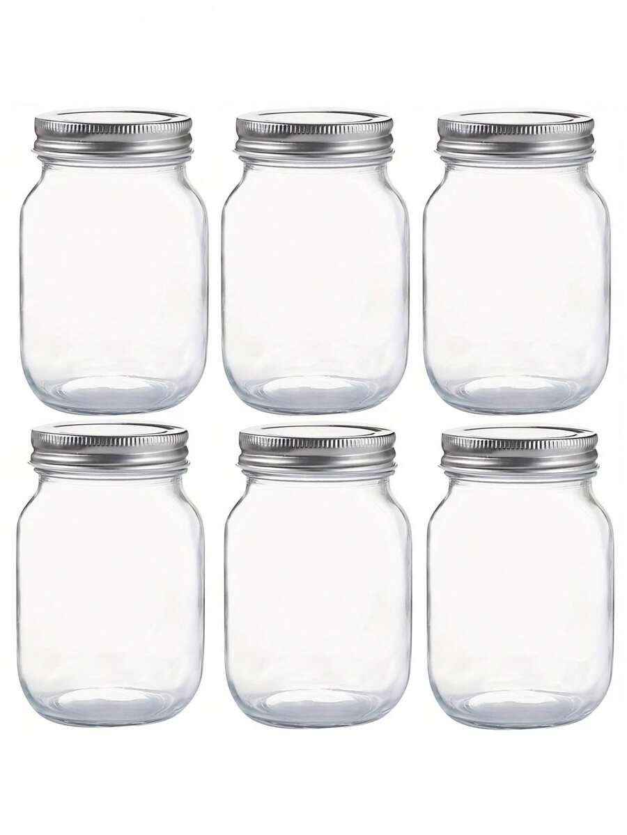 玻璃梅森罐、玻璃储物罐、酱料罐，带普通盖子，适用于盛装果酱、沙拉酱、蜂蜜等，可用作婴儿派对/婚礼礼物、厨房小工具、经济实惠的厨房配件