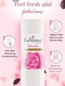 Enchanteur Enticing Perfumed Talc Powder , 24H Long-Lasting Dryness,Refreshing Feel,Relieve Itching,Long-Lasting Fragrance,Fine Powder Texture, Enhance Skin Texture, Floral Scent, Soft And Smooth Skin,Skin Radiance, Lasting Perfume, Body And Face Use, Romantic Perfume,Suitable For All Skin Types, Ideal For Daily Use,Before Bed Or After Showering,After Exercise. - Romantic Floral Fragrance - View 4