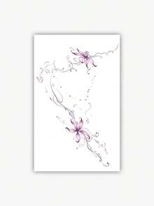 Tatuaje temporal lavable, impermeable, a prueba de sudor y sin reflejo, 1 pieza de tatuaje temporal artístico, colorido y delicado de flor y vid romántica, adecuado para la vida diaria de las personas