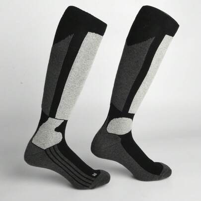  1 双 WEIERYA 黑色高筒滑雪袜，冬季运动保暖袜，适合滑雪、滑冰、冬季徒步旅行