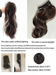 高马尾爪夹，蓬松高冠合成假发，瀑布半编织发型，长发卷造型配件女士发饰优雅发爪时尚发夹，休闲冬季度假装女士 - 彩色 - 查看 15