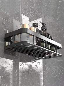 2pcs No Drill Bathroom Shelf, Wall Mounted Bathroom Shower Organizer Rack, Bathroom Vanity Storage Shelf, Bathroom Wall Mounted Shelf Bathroom Accessories Bathroom Tools - Multicolor - View 5