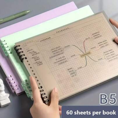 120 páginas Cuaderno con cuadrícula Cornell de tamaño B5, planificador espiral para estudiantes para planificación diaria, semanal y mensual, útiles escolares y de oficina