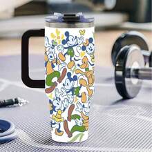 [Authorized]1pc Large Capacity Thermal Tumbler With Handle & StrawMickey Mouse And Friends Vintage Style Water Bottle - Retro Cartoon Characters, Durable And Leak-Proof, Perfect For Travel, School, And Outdoor Activities, Unique Gift IdeaSuitable For Women, Students, Office, Travel, Car - Perfect Gift For Animal Lovers, Travel Drinkware, Cartoon Drinkware