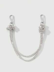 1pc Y2K Luxurious Elegant Minimalist Versatile High-End Shiny Faux Crystal Double Knot One Shoulder Chain Keychain Bag Charm, Suitable For Women, Daily Wear, Holiday Gift - Silver - View 4
