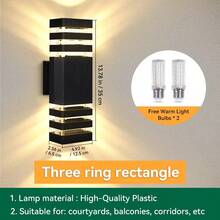 CANMEIJIA E27 底座方形 LED 壁灯，亚克力 IP 防水户外庭院/花园/室内家居/客厅/卧室/楼梯/街道/外墙/内墙/露台/浴室/走廊/入口照明灯具