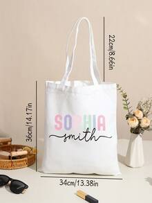 Sacs fourre-tout personnalisés avec lettre de nom - Idées de sacs cadeaux réutilisables - Parfait pour les faveurs de fête - Idées de cadeaux et excellents cadeaux pour maman et la famille lors des sorties printanières, des vacances, des achats et des jours fériés