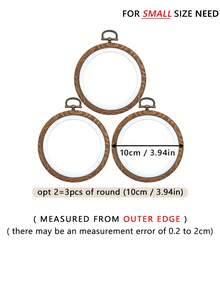 3 peças Mini Bastidores de Ponto Cruz em Estilo Vintage com Textura de Madeira Sintética Marrom, Molduras para Bordado, Argolas para Pendurar Apanhador de Sonhos, Feitos de ABS e PVC Duráveis, Com Ganchos de Metal para Decoração de Casa, Halloween, Natal, Chaveiros, Bolsas, Mesas, Carros - Castanho - Ver 16