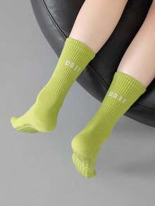 1双/4双/6双装女士条纹瑜伽防滑袜，专业室内运动健身中筒袜，精美圣诞礼物，独特新年礼物，女友情人节礼物 - 彩色 - 查看 5