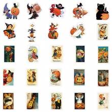 50 Peças Adesivos Retrô de Halloween, Adesivos Impermeáveis de Vinil para Scrapbooks, Diários, Laptops, Para-choques, Skates, Garrafas de Água, Computadores, Celulares, Suprimentos para Festa de Halloween