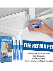 One-Piece Package, Two Pieces Package White Tile Grouting Paint Marking: Waterproof Tile Grouting Colorant And Sealant Pen, For Cleaning Floors And Whitening Agents, White Grouting Pen. White Tile Grouting Paint: Waterproof Grouting Paint Pen, Whitening Agent And Grouting Sealant Marking, For Cleaning Grouting Lines - White Grouting Pen.