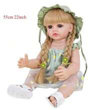 1 个 55 厘米/22 英寸逼真重生娃娃，洗澡玩具，柔软全身硅胶乙烯基公主 BaBe 娃娃，生日圣诞礼物复活节礼物 - 綠色 - 查看 5
