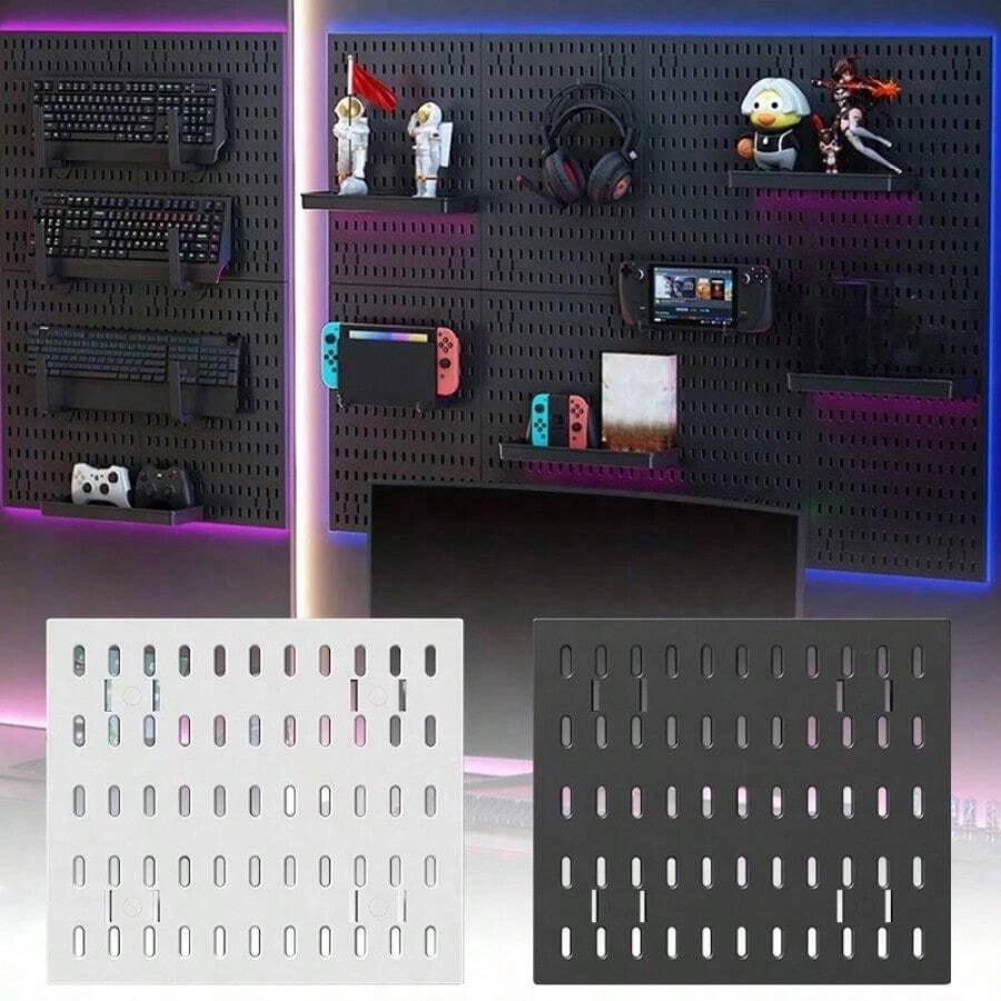 1pc Punch-Free Pegboard, Wall Storage Rack, Easy Installation Household Hole Board Wall Shelf, Wall Hanging Storage Rack, Study E-Sports Room Storage Display Rack, Kitchen Storage Accessories - Multicolor - View 1