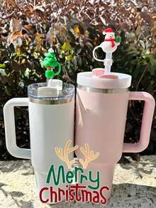 6pcs/Set Christmas Silicone Straw Cap,Four Styles To Choose From And Reusable Cartoon Santa Claus, Snowman, Reindeer, Penguin And Christmas Tree Design, Suitable For Cup Straws With Diameters Of 9mm-10mm - Straw Accessories