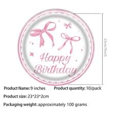 50Pcs Pink Bow Party Supplies Cute Supplies Bachelorette Party Tableware Set With Pink Bow Paper Plates Napkins Cups For Engagement Birthday Shower Wedding - Pink and White Bow Tableware Set - View 8