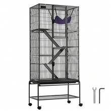 69" Rolling Metal Ferret Cage, Large 4-Tier Critter Nation Cage, Small Animal Cage With Ramps & Tray, Easy To Set Up For Pet Rats, Hamster, Guinea Pig, Chinchilla, Squirrel, Hedgehogs, Bunny - Black - View 8