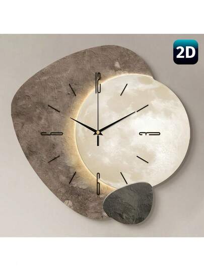 1pc Modern Luxury Silent Wall Clock, No Lighting, Powered By Quartz Movement, Asymmetrical Wooden Design, Battery Operated (Batteries Not Included), Suitable For Home, Kitchen, Bedroom, Cafe, Music Room Decor, Christmas Gift, New Year Gift, Gift For Friends