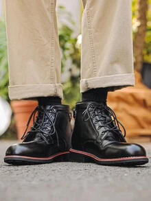 男士靴子、休闲系带工作靴、摩托车靴