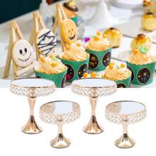 9 Pieces Cake Stand Set,Cake Stand For Party,Gold Metal Cup Cake Stand Holder Set For Dessert,Table Plate Cupcake Round Cake Pedestals Stand Display Serving Tower For Wedding Brithday Party Celebration Home Decoration - 金色 - 查看 5