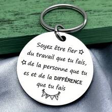 1pc Stainless Steel Inspirational Saying Keychain For Women, Classic Engraved Text, Round Shaped Keyring With Clasp, Ideal Gift For Boyfriend/Husband Car Accessories Cute Goth Y2k