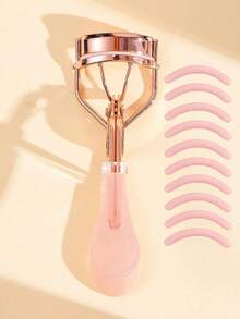 11pcs Set, 1pc Rose Gold Transparent Pink Handle Eyelash Curler + 10pcs Replacement Pads, Professional Makeup Tool, Suitable For Home Use, Eyelash Curler Set, Eyelash Curler Accessories, Affordable Price, Can Be Used For Room Decor, Vanity, Travel, Bedroom, Ideal Choice For Makeup. Eyelash Curler Set, Affordable Price, Suitable As Christmas Gift Or Holiday Small Gift. - Multicolor - View 10