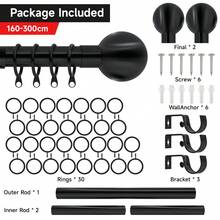 Curtain Pole Extendable Metal Chrome 28mm With Finials Rings Hooks Rod Fittings