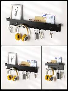 1 st väggmonterat nyckelställ, klädkrokar, med 6/8/10 krokar - postorganisatör och nyckelhållare, lämplig för entré, kök, badrum, vardagsrum, hall, kontor, väggmonterade krokar