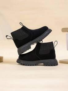 1 Pair New Fashion Side Zipper Baby Chelsea Boots, Unisex Toddler Daily Versatile Soft Bottom Comfortable Classic Boots - Black - View 7