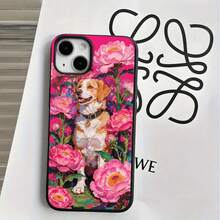 Fundas y carcasas protectoras con diseño de perro y peonía, con orificios grandes, compatibles con phone 16 Pro Max, 16, 15 Pro, 14, 14 Plus/14 Pro Max, 13, 13 Pro, 12 Pro, 11/11 Pro. Regalos para cumpleaños y festividades - Blanco - Ver 2