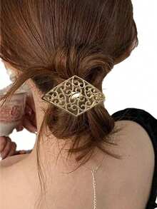 3pcs/Set New Fashion Geometric Zinc Alloy Hair Scrunchies, Elastic Hair Ties, Versatile Ponytail Holders, Suitable For Daily Use, Home Beauty Women Accessory Gifts, Hair Elastics, Hair Rubber Bands, Hair Rope