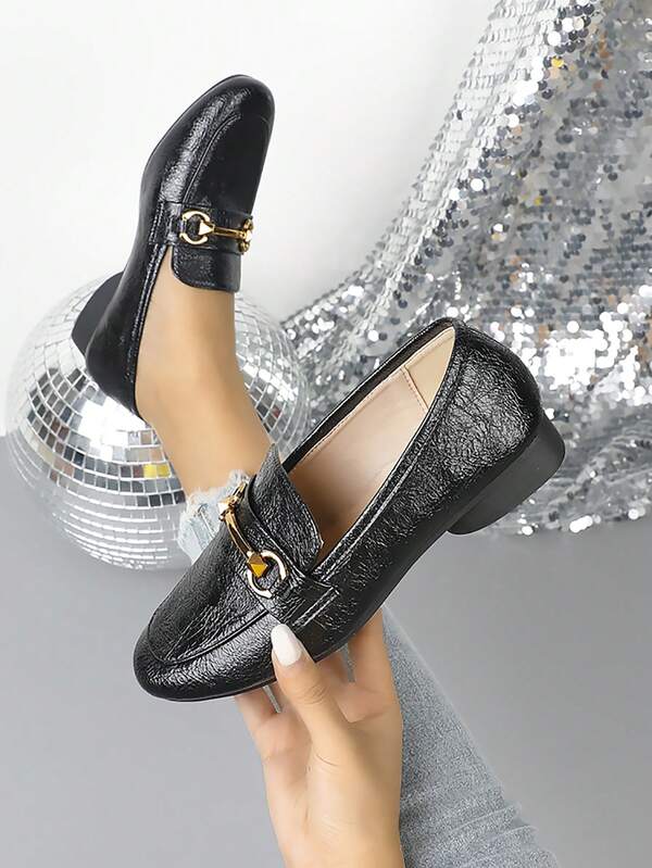 Women's Fashion Elegant Round Toe Casual Slip-On Low Heel Loafers