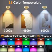 1/3/6 piezas Luces de pared inalámbricas RGB de metal, luces de imagen LED inalámbricas con batería, lámparas de pared, luces de hadas, lámparas de mesa, luces nocturnas, luces de lectura, con lámparas de pared/piso inalámbricas magnéticas - Temperatura de color ajustable, temporizador, control remoto y control de botón - Ideal para galería, escalera, pasillo, decoración de dormitorio, decoración interior, sala de estar, decoración de fiesta, decoración de cumpleaños, decoración del hogar, decoración de habitación, decoración navideña 150mAh Control remoto