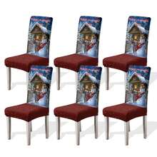 1/4/6pcs Christmas Print Stretch Dining Chair Covers, Cartoon Holiday Decor Dust-Proof Full Chair Slipcovers Home Decor Christmas Decorations Room Decor Christmas Decorations Home - Multicolor - View 19
