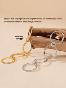 925 Sterling Silber Zirkonia Luxus Designer einzigartiger vier-lagiger vergoldeter Zirkonia Ring für Frauen, modisch für Party und Alltag