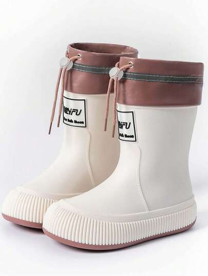 2025 Upgraded Versatile Parent-Child Rain Boots, Children's Rubber Shoes, Unisex Drawstring Lightweight Soft Waterproof Anti-Slip Thick Sole Rain Shoes