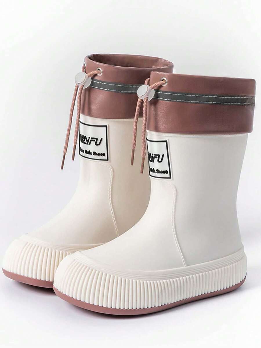 2025 Upgraded Versatile Parent-Child Rain Boots, Children's Rubber Shoes, Unisex Drawstring Lightweight Soft Waterproof Anti-Slip Thick Sole Rain Shoes