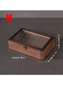 صندوق تخزين خشبي بني كلاسيكي للمكتب، صندوق تخزين المجوهرات، خزانة عرض كلاسيكية، صينية تخزين المستحضرات التجميلية والمجوهرات مع درج، صندوق تخزين متنوع على الطراز الشمالي للمكتب، يستخدم لتخزين المجوهرات والقلادات ومستحضرات التجميل والنقود المعدنية والدفتر (سطح القطع الزجاجي غير ثابت)