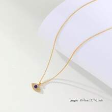 1 件金色邪眼项链，14K 镀金精致单石简约铜锆石邪眼简约项链女士黄金珠宝礼物