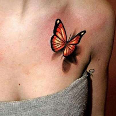 Washable, Waterproof, Sweatproof, Non-Reflective Temporary Tattoo Stickers, 1 Piece Of Artistic Colorful 3D Butterfly Clavicle Romantic Temporary Tattoo Stickers, Suitable For People's Daily Life