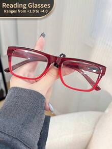 LiMiaoMiao 1 pieza Gafas de lectura rectangulares vintage con bisagra de resorte, lentes transparentes, gafas de computadora/lectura, aumento de +1.0 a +4.0, unisex - transparente - Ver 26