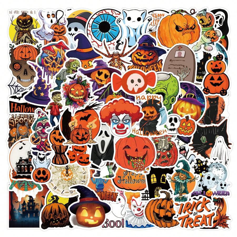 110 Peças Adesivos de Halloween, Adesivos Impermeáveis de Vinil para Scrapbooks, Diários, Laptops, Para-choques, Skates, Garrafas de Água, Computadores, Adesivos de Celular, Suprimentos para Festa de Halloween