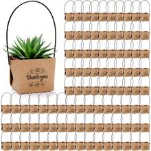 Pack Succulent Wraps Bags, Small Thank You Succulent Box With Handles, Fits 2 Inch Pots, Waterproof Kraft Paper Succulent Party Favors Guests Plants Decoration Wedding - Kraft Paper Color - View 1