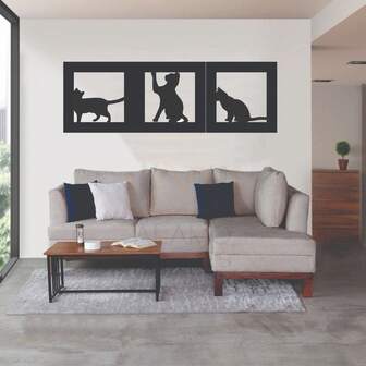 Sombras de Gato set decorativo x3 Trío Felino: elegancia en silueta, accesorio para decoración, diseño moderno y artístico, ideal para amantes de los gatos