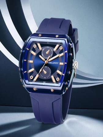 1 st herrklocka med blått armband, modern, avslappnad sportig, enkel urtavla och kvartsur för vardagsbruk eller presenter till vänner