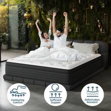 12"Queen Mattress Double Bed Full Size Queen Bed King Bed Mattress Boxed, Hybrid Pocket Spring Breathable Cotton Layer Mattress, Medium Firmness, Lumbar Support And Pressure Relief, Medium Firmness Suitable For Motion Isolation And Quiet Sleep - 黑與白 - 查看 6