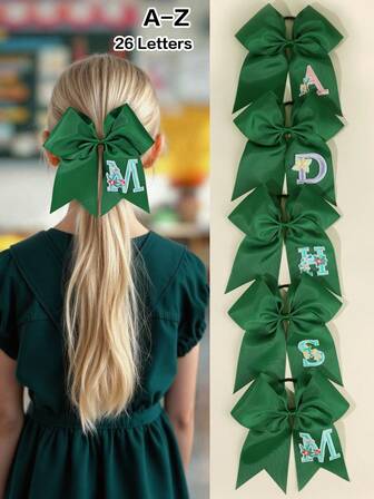 1 pieza Diadema verde con estampado de tulipán y letra de 26 para Navidad, diadema linda para uso diario y de fiesta, accesorio de moda para el cabello de niños