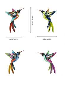 1 pieza / 4 piezas, Decoración de jardín metálica en 3D vívida de un colibrí, artesanía de hierro resistente, decoración para el patio trasero o el jardín - Multicolor - Ver 9
