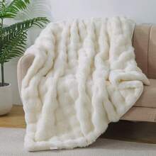 Sour Lemon 1 Piece Couverture Plaid, Douce et Chaude, Esthétique Pour Canapé, Plaid Canape Grande taille Moelleuse et Polyvalente, Couverture en Peluche de Lapin Blanc Confortable et Unie Pour Le Canapé, Le bureau, La chambre, Les voyages et Le camping - Blanc - Voir 6